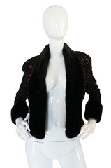 1980s Glossy Mink Trim Sequin John Anthony Silk Jacket