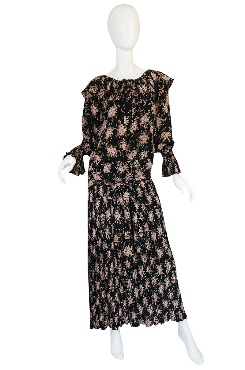 Late 1970s Gina Fratini Silk Print Multi Length Dress