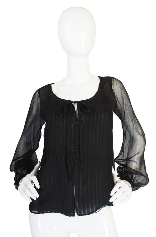 1976 Yves Saint Laurent Haute Couture Silk Chiffon Top