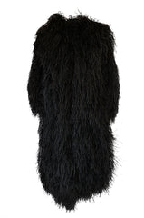 Rare c1970 Yves Saint Laurent Black Ostrich Feather Coat