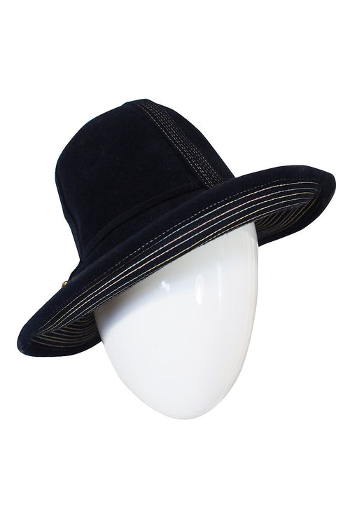 1970s Yves Saint Laurent Chic Blue Felt Fedora Hat