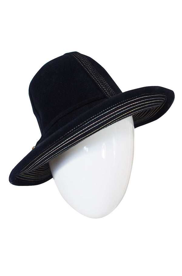 1970s Yves Saint Laurent Chic Blue Felt Fedora Hat