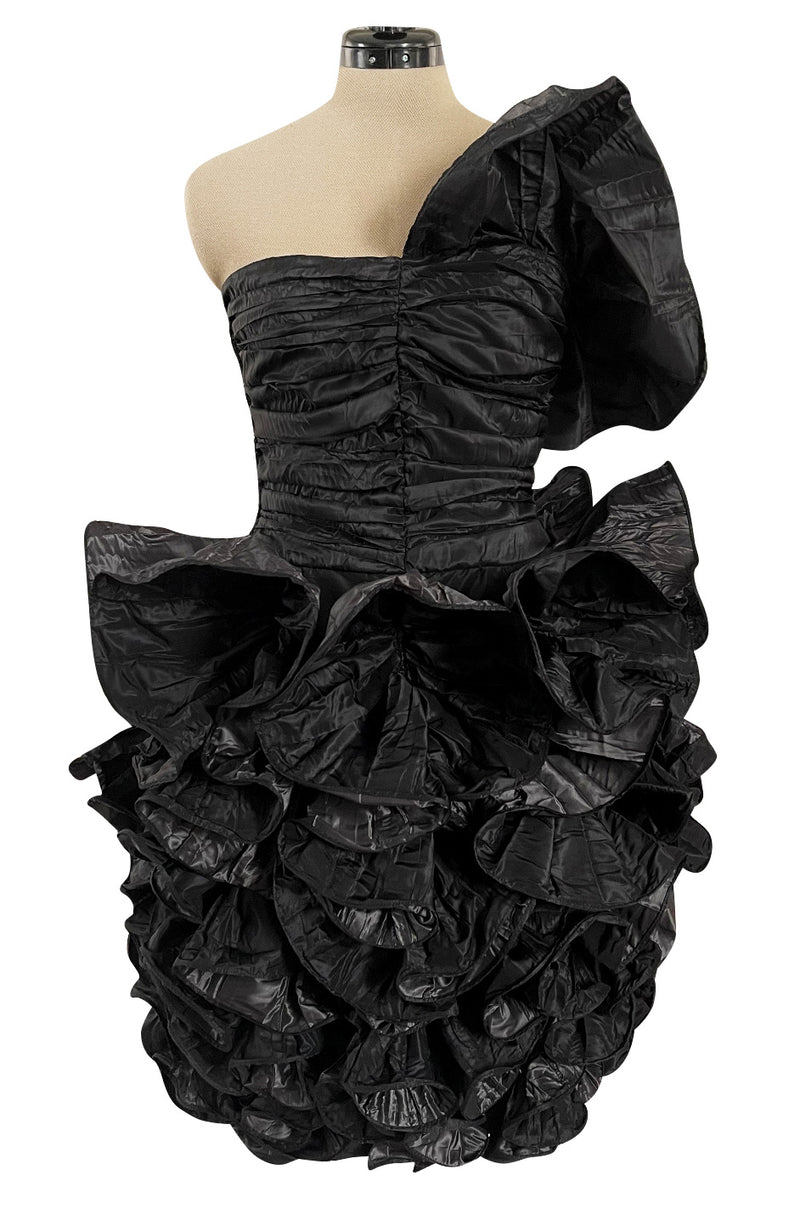 Incredible Fall 1985 Christian Dior by Marc Bohan Black Silk
