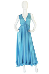 1970s John Kloss for Cira Blue Lingerie Dress