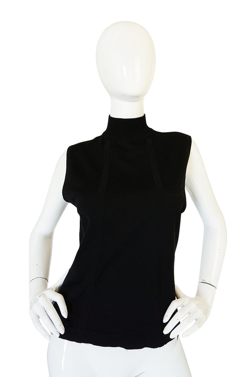 1990s Black Cashmere & Silk Knit Chanel Shell Top