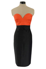 Killer Spring 1989 Gianni Versace Couture Strapless Topstitched Dress W Back Buttons & Cut Out