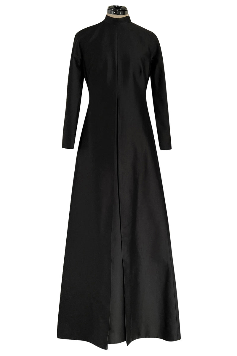 Iconic Fall 2013 Valentino Black Sculpted Runway Finale Dress w Long Sleeves
