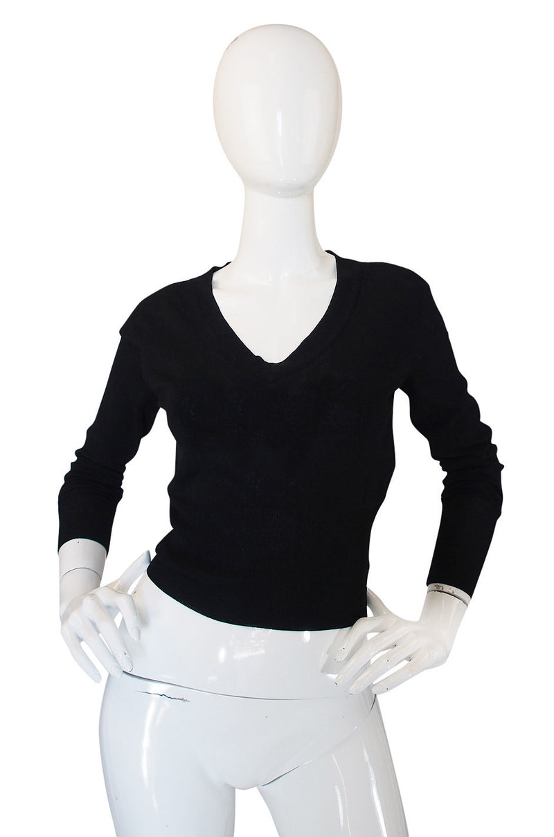 Recent V Neck Azzedine Alaia Light Knit Black Sweater