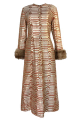 Fall 1968 Oscar de la Renta Metallic Gold Silk Brocade Caftan Dress