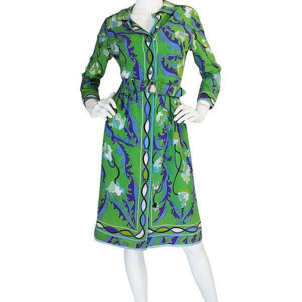 green pucci dress 1960s Green Silk Print Emilio Pucci Dress – Shrimpton Couture