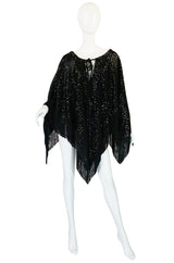 1970s Lord & Taylor Glossy Black Sequin Poncho