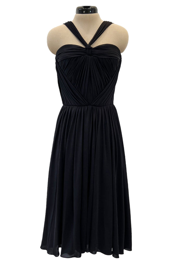 Stunning Fall 2005 Christian Dior by John Galliano Black Pleated Silk Jersey Corseted Dress