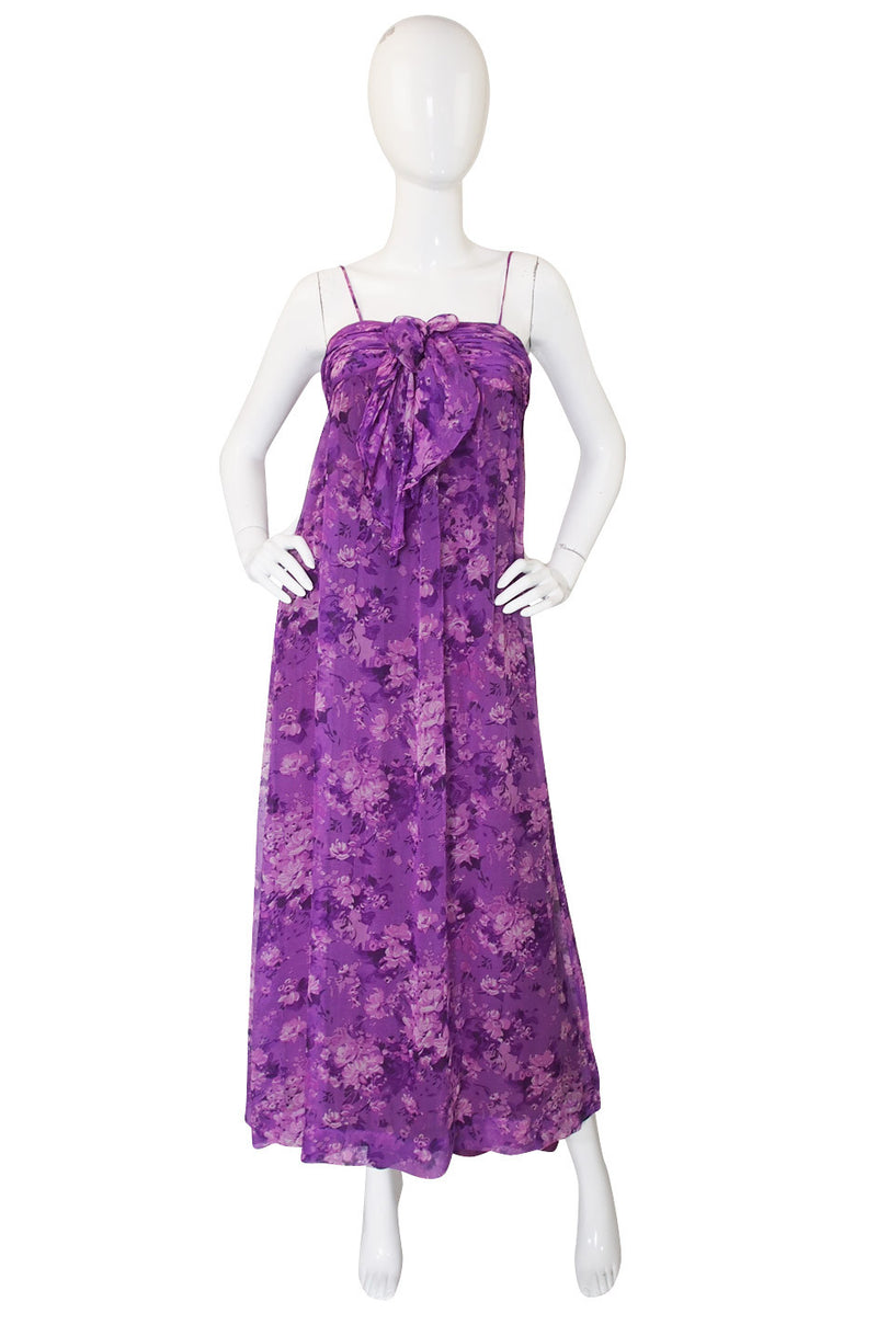 1977 Documented Givenchy Purple Silk Chiffon Gown