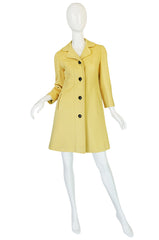 Chic 1970s Pierre Cardin RTW Sleek Little Yellow Coat