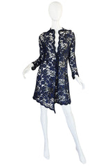 1960s Blue Cord & Black Net Geoffrey Beene Evening Jacket
