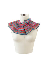 Amazing Antique Turn of the Century Hand Embroidered Colourful Cotton Collar from Laos