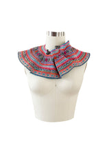Amazing Antique Turn of the Century Hand Embroidered Colourful Cotton Collar from Laos