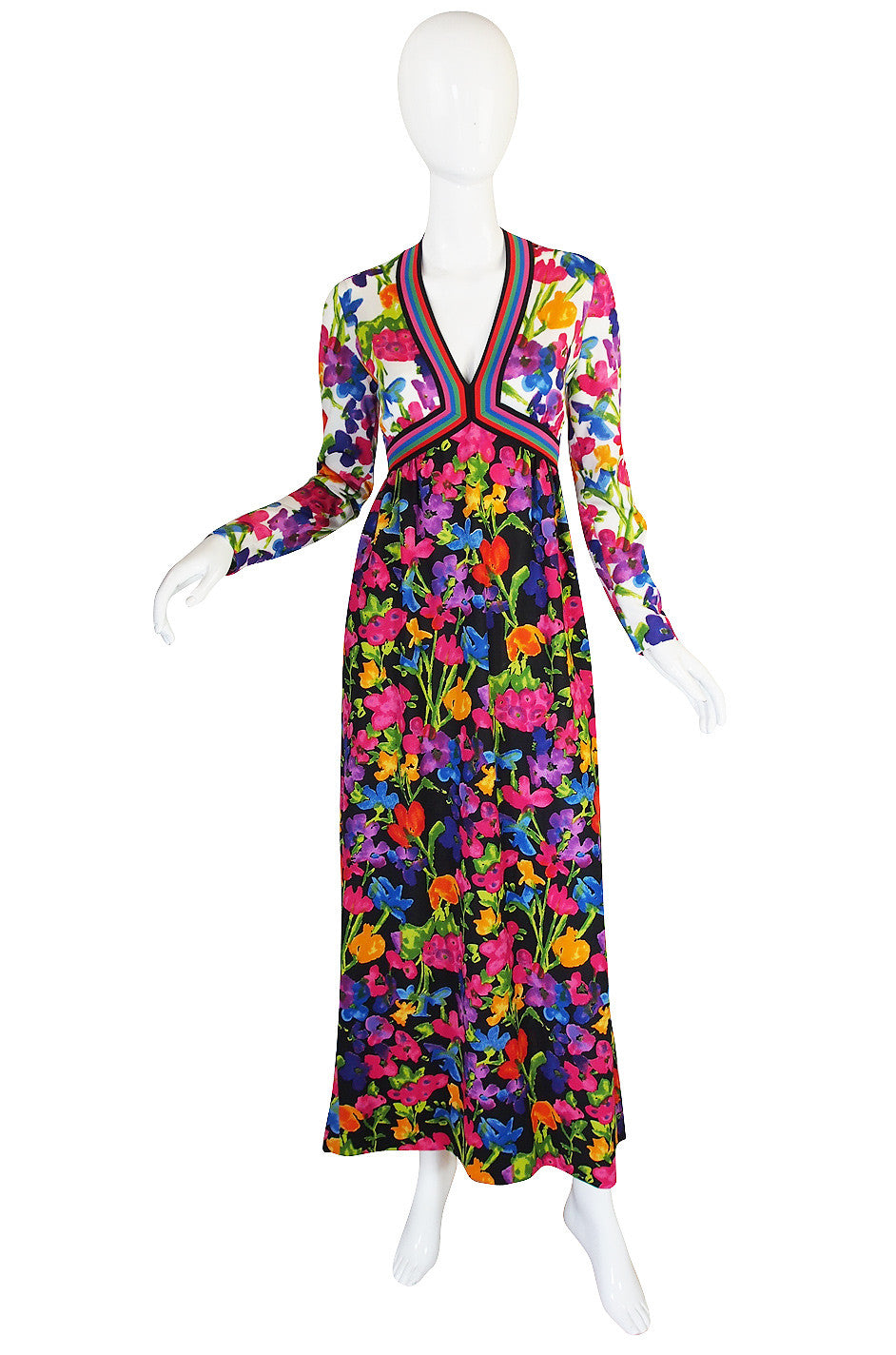 1960s Multi Color Goldworm Plunge Maxi Dress – Shrimpton Couture