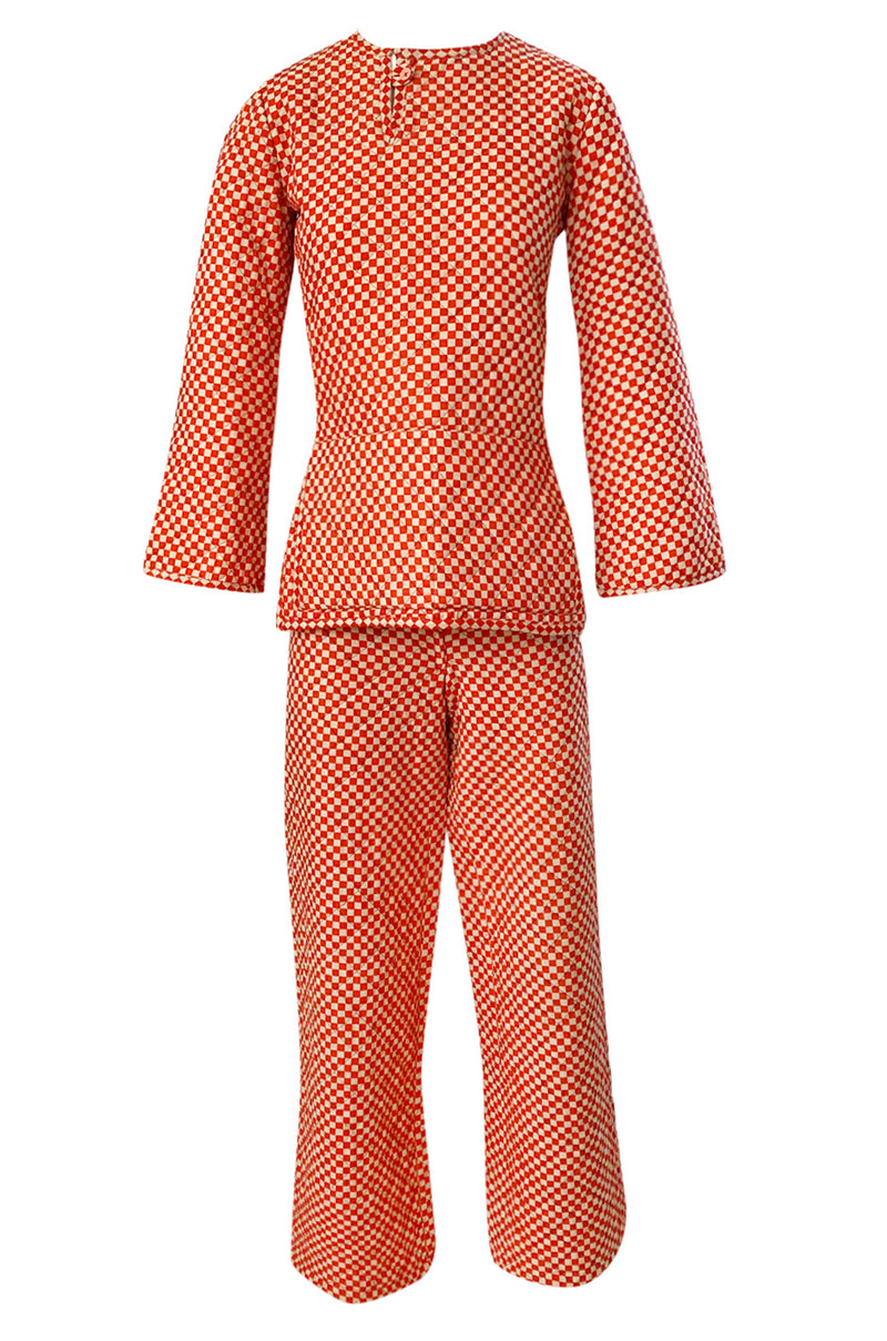 Rare 1971 Marion Foale and Sally Tuffin Red & White Check 'Pajama' Pant Set
