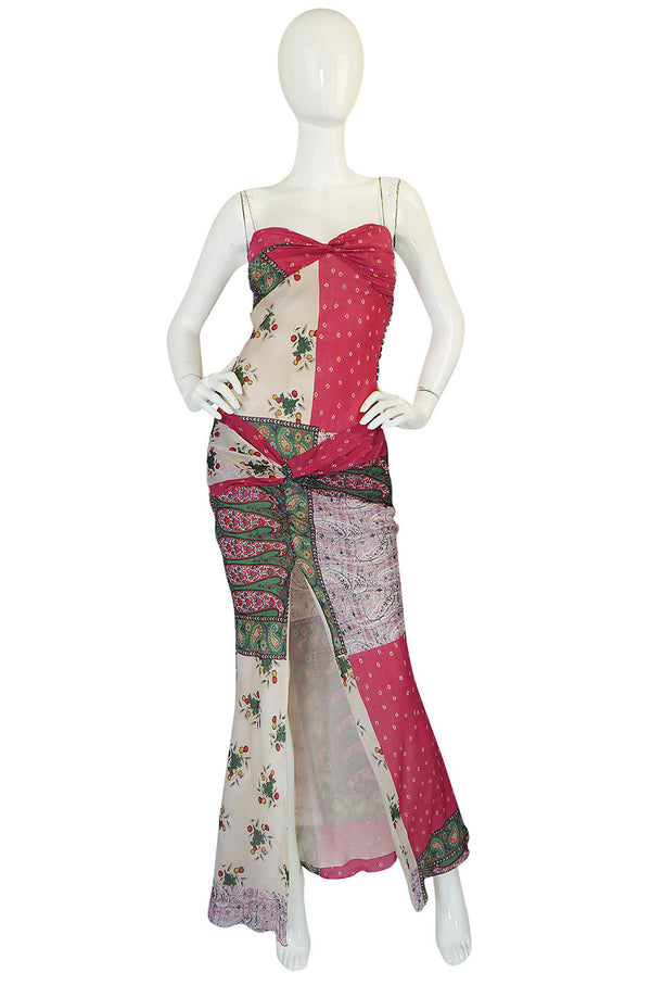 1990s Galliano for Christian Dior Pink Silk "Patchwork" Dress