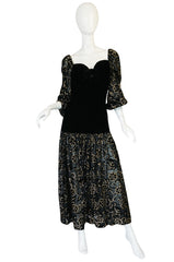 1971 Yves Saint Laurent Gold & Black Velvet Dress
