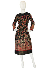 1960s Adele Simpson Metallic Floral Dress