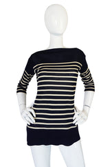 Early 2000s Jean Paul Gaultier Navy Breton Striped Knit Top