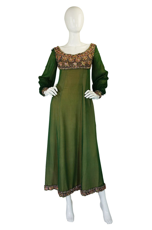 1960s Pierre Balmain Haute Couture Beaded Silk Dress