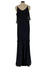Spring 2004 Yves Saint Laurent by Tom Ford Black Silk Chiffon Dress