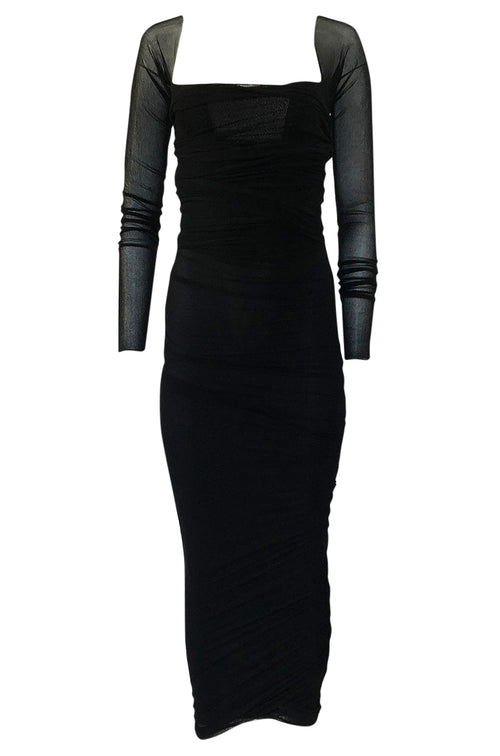 c.1990 Giorgio di Sant Angelo Black Stretch Net Multi Length Dress