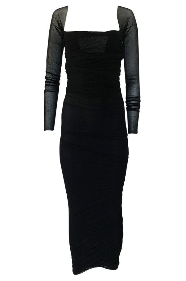 c.1990 Giorgio di Sant Angelo Black Stretch Net Multi Length Dress