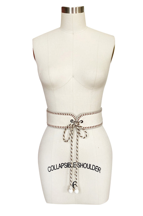 1976-77 Yves Saint Laurent Russian Collection Cream & Gold Braided Tie Belt