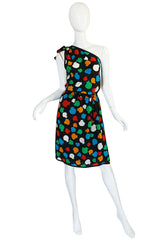 1970s One Shoulder Yves Saint Laurent Silk Dress Set