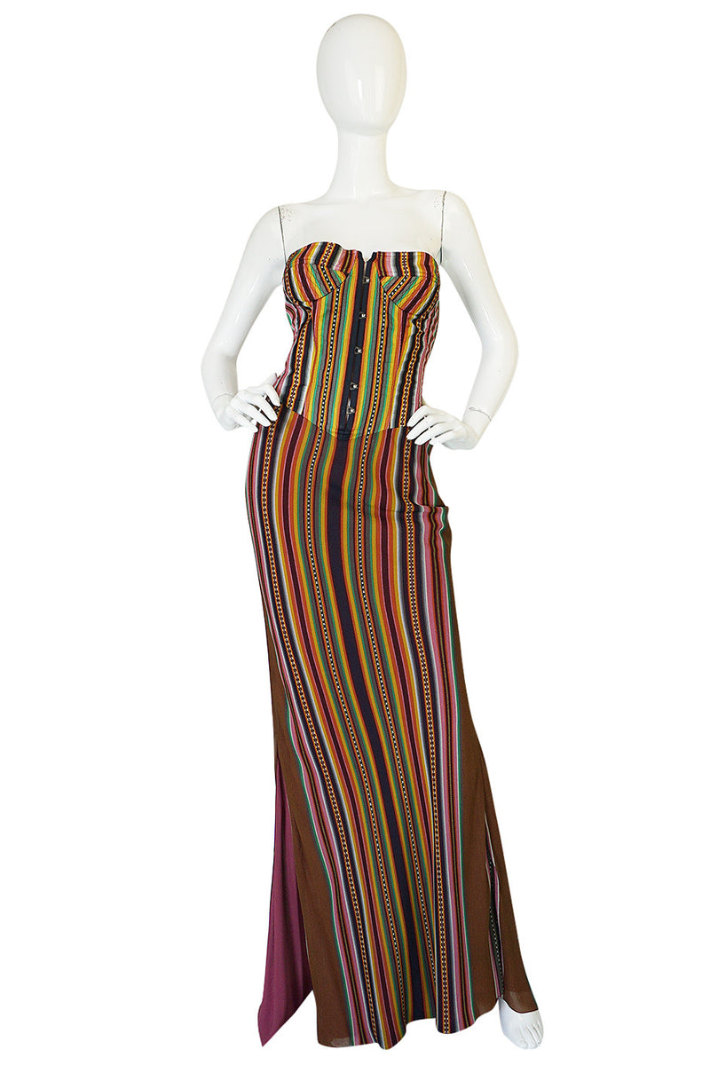 S/S 2002 Galliano for Christian Dior Striped Corset Dress