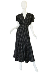 1980s Norma Kamali Black & White Full Skirted Dress