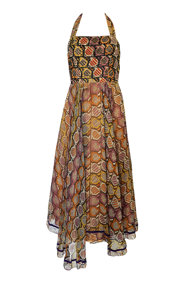 Museum Exhibited 1970 Thea Porter Couture Dress in Silk & Beads
