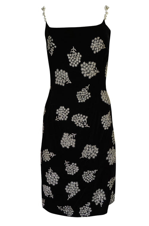 Fall 1991 Todd Oldham Glass Bead & Crystal Jewel Strap Velvet Dress