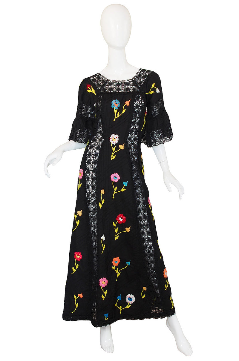 Wonderful 1960s Mexican Embroidered Maxi Dress