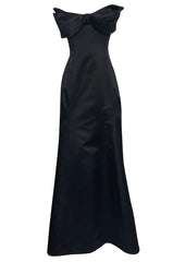 Spring 1996 Vivienne Westwood Bow Front Black Silk Satin Strapless Corset Dress