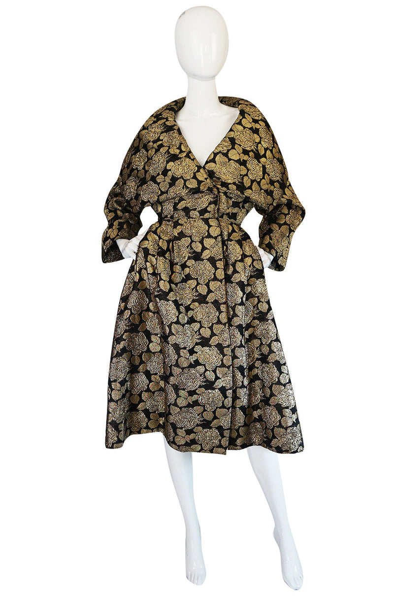 1950s Rich Gold Thread Silk Brocade "New Look" Coat