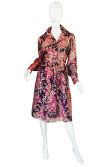 1970s Purple Metallic Oscar De La Renta Dress