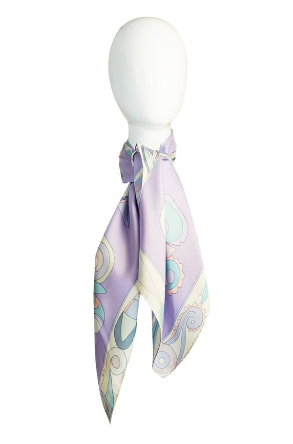 Early 1960s Soft Pastels Emilio Pucci Silk Twill Scarf