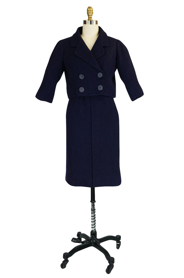 c1958 Museum Held Balenciaga Haute Couture Purple Suit