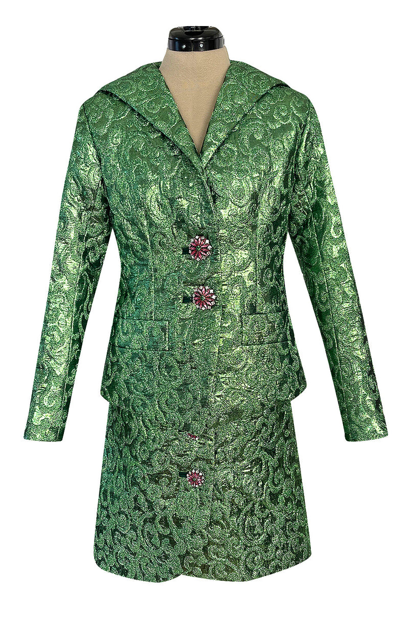 Fall 1989 Ady Couture Lausanne  Yves Saint Laurent Haute Couture Copy Green Metallic Suit