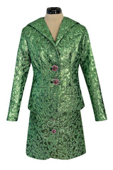 Fall 1989 Ady Couture Lausanne  Yves Saint Laurent Haute Couture Copy Green Metallic Suit