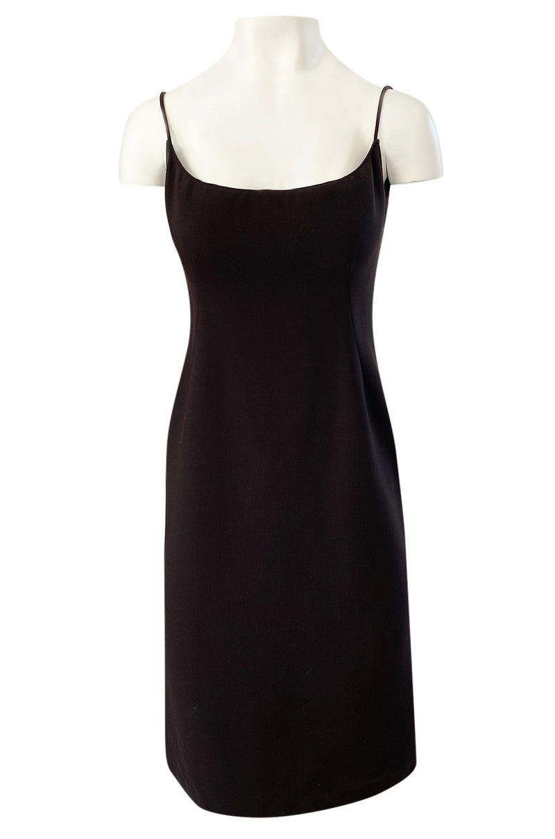 Spring 1968 Unlabeled Norman Norell Deep Brown Dress w Dipped Back