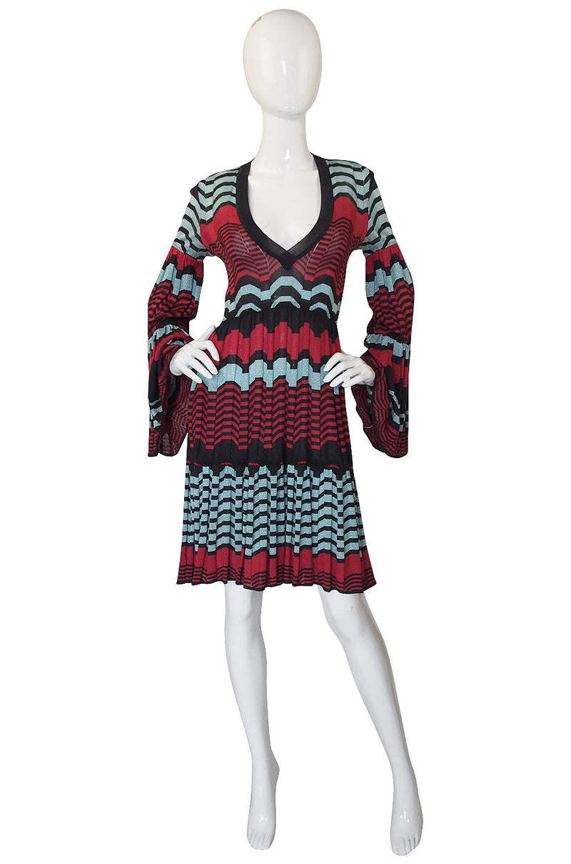 1990s Metallic Knit Missoni Dress with Flare Sleeves