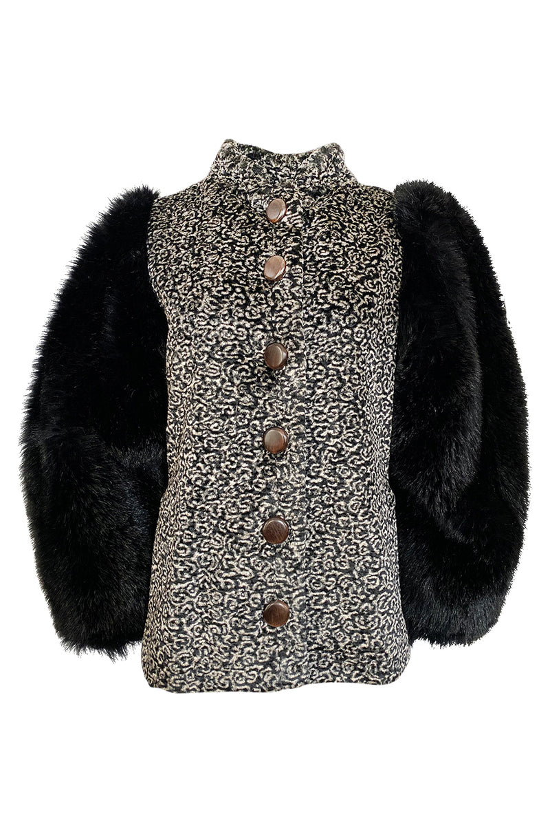 Fall 1992 Yves Saint Laurent Incredible Huge Sleeves Faux Fur Jacket