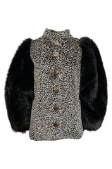 Fall 1992 Yves Saint Laurent Incredible Huge Sleeves Faux Fur Jacket