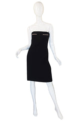 1980s Geoffrey Beene Graphic Strapless Dress